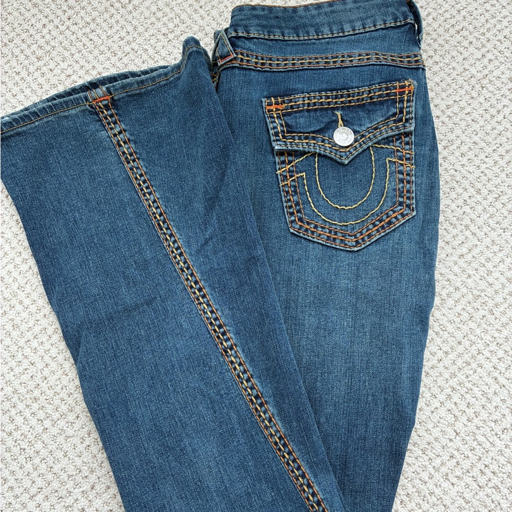 True Religion - JOEY LOW RISE SADDLE STITCH FLARE JEAN